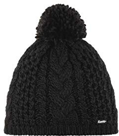 Eisbär Damen Mütze Afra Pompon schwarz – Klassisches Zopfmuster, Flauschiger Wollbommel, Atmungsaktiv, Wärmendes Innenfleece, Perfekte Passform, Wintermütze für Damen