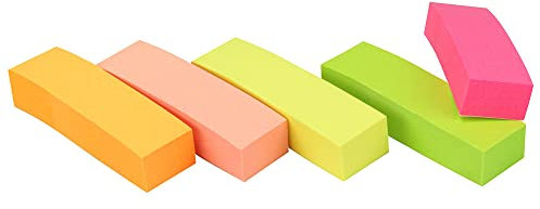 500 Seiten Papiermarkierungen, selbstklebend, wiederverwendbar, 5 Blöcke mit je 100 Blatt, Neonfarben, 50 x 15 mm