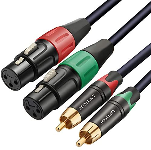 JOMLEY 2 XLR to 2 RCA Cable, Heavy Duty Dual XLR Female to Dual RCA Male Patch Cord HiFi Stereo Audio Connection Interconnect Lead - 10ft