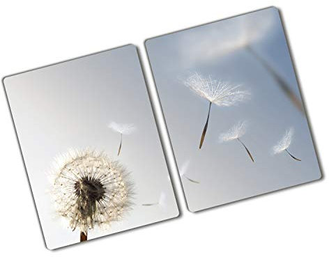 Tulup Schneidebrett Spritzschutz Herdabdeckplatte Abdeckung Kochplattenabdeckung 2x40x52 cm Gehärtetes Glas Blau - Pusteblume