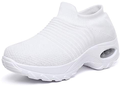 XPERSISTENCE Laufschuhe Damen Fitness Leichte Wanderschuhe Sneakers Mesh Laufschuhe Weiß Größe 38