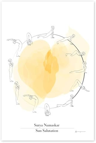 Surya Namskar - Sonnengruß I Poster von Yoga In Art 20 x 30 cm Gelb Wandbilder Wanddeko