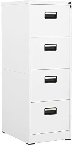 MOONAIRY Armario de Oficina, Mueble Archivador con Cajonera, de Acero Blanco 46x62x133 cm