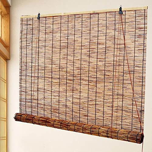 JWW Bambusrollo Für Terrasse 180x200cm 180x250cm Sonnenschutz Holzjalousie Innen Außen Rollläden Mit Heber Sichtschutz Wetterfest (Size : W50*H60cm)