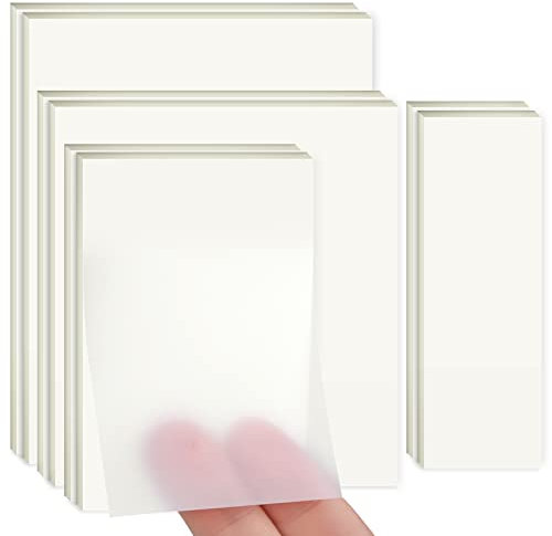 Hoiny 400 Sheets Transparent Sticky Notes, Self-Stick Clear Adhesive Removable See Through Perfect Aesthetic Stationary, College Study Essentials,Revision Stationary - 4 Sizes