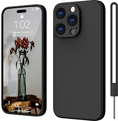ElestBela iPhone 14 Pro Hülle Silikon Case, Hanyhülle iPhone 14 Pro Ultra Dünn Slim mit Microfiber, Kratzfeste Rundumschutz Case Schutzhülle Hülle für iPhone 14 Pro 6.1'' Matt Schwarz