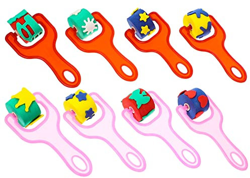 Operitacx 8 Pièces Rouleau De Peinture Tampon De Graffitis Petit Pinceau Tampon De Peinture Éponge pour La Pinceau en Mousse neuse Plastique Impression Enfant Portable
