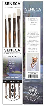 Seneca Lot de 100 pinceaux professionnels en poils synthétiques pour peinture acrylique, huile et huile mélangeables à l'eau Série 1700