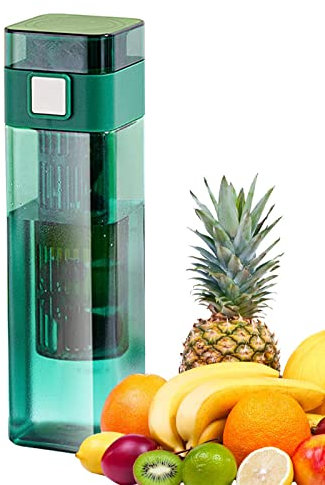 Bouteille d'eau infuseur de fruits - Gourde carrée à infuseur de fruits étanche - Bouteille d'eau de motivation avec bouteille d'eau de sport infuseur pour le fitness, la salle de sport et les Fulenyi