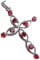 Generisch Herren Silber Anhänger Kreuz mit Granat-Stein