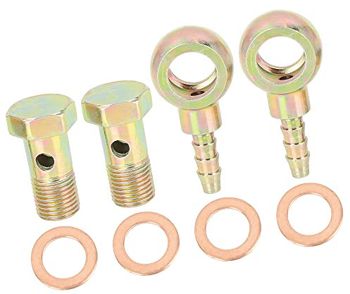 A ABSOPRO Motorcycle Car 10mm Banjo Hose Barb Bolt Fittings Metal (Set of 2)