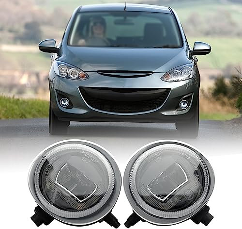 njssjd LED-Tagfahrlichter, Nebelscheinwerfer-Baugruppe für Mazda 2 3 6, Mazda MX-5, Mazda MPV, 6000 K kaltweißes Nebelscheinwerfer-Tagfahrlicht-Set