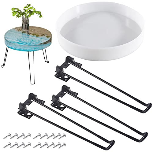 Tischform Epoxidharz Runde 36CM,Epoxidharz Formen Set mit 32CM Tischbeine,Große Charcuterie Board Harzform Tablettform Harz Tischform Epoxy Tischform,für Flusstisch,Charcuterie-Board,Schneidebrett
