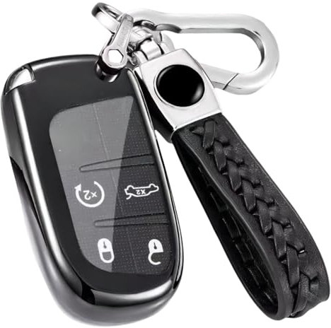 【5 couleurs】Z.MYUKI 500X Sport 334 Coque clé avec porte Clef pour Fiat 500X 2015-2022 2023 Accessoire original Protection cle (Noir)