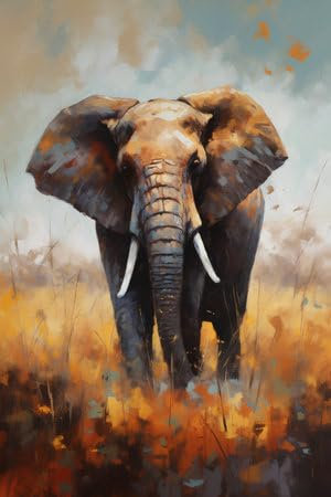 Acryl-Bild 30 x 50 cm: Afrikanischer Elefant (Loxodonta africana) - digitale Malerei (205245361)