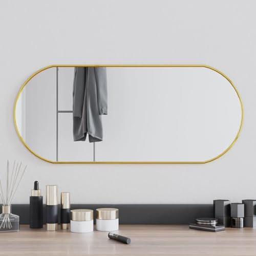 ZEYUAN Wandspiegel Golden 70x30 cm Oval, Wandmontage, Spiegel Schlafzimmer, Garderobenspiegel, Badspiegel, Kosmetikspiegel, Dekorative Spiegel