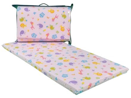 GHIOCUSCINI | Materasso Pieghevole per Culla Campeggio, Materasso Bambino 100% Cotone, Colore Rosa, Sfoderabile e Lavabile, 60 x 120 cm, Alto 4.5 cm, Made in Italy