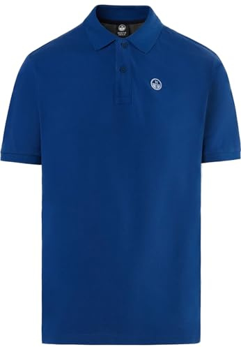 NORTH SAILS Herren-Poloshirt aus Bio-Baumwoll-Piqué mit Logo-Patch, Ozeanblau, XL