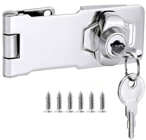 ZiYuya Door Bolt Latch Hasp Lock with Keys Different, Twist Knob Keyed Locking Padlock Shed Gate Latch Door Bolt Hasp Staple Locks for Drawer Cupboard Cabinet Furniture Mailbox Closet 3 Inch