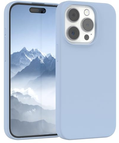 EAZY CASE Premium Silikon Handyhülle kompatibel mit iPhone 15 Pro Slimcover mit Kameraschutz und Innenfutter, Silikonhülle, Schutzhülle, Bumper, Handy Case, Hülle, Softcase, Hell Blau