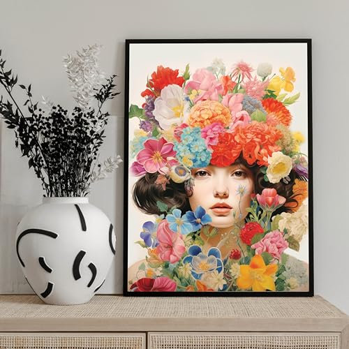 Studio Moien Girl: Floral Poster-Set - A4 (21x29,7cm) - Blumen, Mädchen & Farben für Schlafzimmer, Wohnzimmer, Küche & Mehr