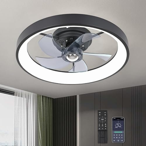 LANMOU LED Fan Deckenventilator mit Beleuchtung und Fernbedienung, 36W Leise Ventilator Deckenlampe Dimmbar Unsichtbare Deckenventilator mit Licht für Schlafzimmer Wohnzimmer Kinderzimmer