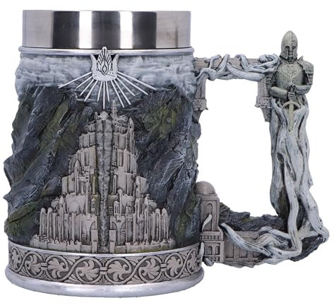 Nemesis Now Herr der Ringe Gondor Bierkrug 15,5 cm, Harz, offizieller Herr der Ringe Merchandise, Gondor Bierkrug, Edelstahleinsatz, in feinstem Harz gegossen, fachmännisch handbemalt
