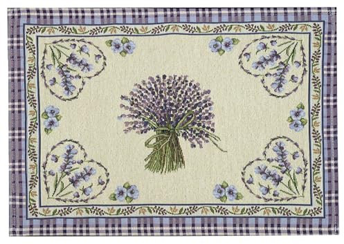 2er Set Gobelin Untersetzer Lavendel Teller Jacquard Matten Servietten