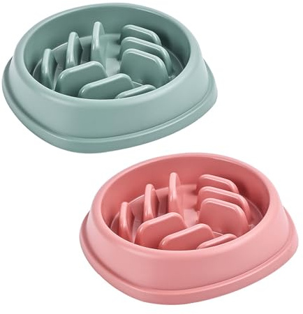 XBOGO Slow Feeder Hundenäpfe, 2er-Pack, Rutschfester Hundenapf für langsames Fressen, Maze-Hundefutternapf, Slow Feeder-Napf für Haustiere Aller Rassen (Grün & Pink)