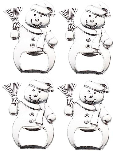 COLLBATH 4pcs Decorative Snowman Beer Bottle Opener Manual Beverage Opening Gadget for Christmas Parties Material Creative for Beer