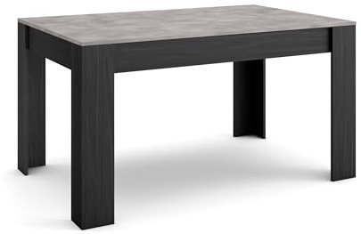 Skraut Home | Mesa Comedor | Mesa Fija Cocina y Salón | 140x90x76 cm | para 6 comensales | Muebles Comedor | Estilo Moderno | Cemento y Negro