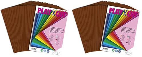 PLAY-CUT Fotokarton A4 Set Kaffeebraun (300g/m2) | 20 Bogen Din A4 Foto Karton Bunt | Dickes Foto Papier | Premium Druckerpapier Dicke Stärke | Karton zum Basteln Drucken (Packung mit 2)