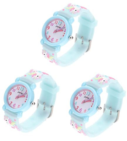 LIFKOME 3stücke Junge Mädchen Cartoon Armbanduhr wasserdichte Quarzuhr Für Mädchen Einhorn Design Für Geburtstage Und Feiertage Sicherer Gurt Langlebig Und Bequem Zum Lernen Der