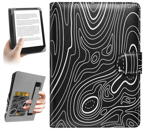 HoYiXi Custodia Universale for 6.8'' Kindle Paperwhite/6 Nuovo Kindle 2022 & 2019/Kobo Clara HD/Kobo Clara 2E Compatibile con 6-6.8'' PocketBook/Tolino/Sony E-Book Reader Cover,Montagna nero