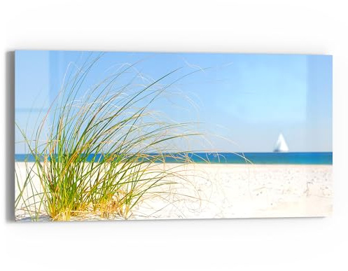 DEQORI Glasbild Echtglas | Motiv Meeresweite Stille | horizontal einteilig 60x30 cm | schöne Dekoration | Wandbild für Wohnzimmer, Schlafzimmer, Flur & Küche | moderne Wanddeko