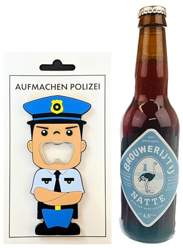 Lustiger Flaschenöffner - Aufmachen Polizei - Wichtelgeschenk Mann - Adventskalender füllen - Bier-Öffner - Kleines Bier-Geschenk - Kleinigkeit unter 10 Euro - Zum Wichteln - Mitbringsel