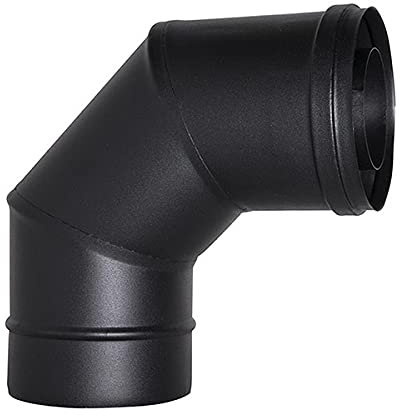 Courbe 90 conduit de cheminée tube coaxial D. 80/125 noir CE en acier 316 pour poêle à granulés Made in Italy UNI 1856/2