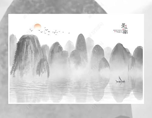 Fototapete 3D Effekt Tapete Berge Und Meer Naturlandschaft Schwarz Und Weiß Vlies Tapete Wohnzimmer Schlafzimmer Wandtapete Wandbilder Wand Dekoration 200Cm(B) X140Cm(H)