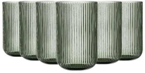 TRESV Set de 6 Vasos Colores o Transparente, Vaso de Cristal agua, Vaso de Agua y Bebidas (Verde 430ml)