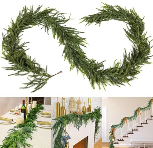 Ghirlande Di Natale Da Decorare, Ghirlanda Di Pino Norfolk Di Natale, Ghirlanda Di Natale Realistica, Ghirlanda Di Natale Artificiale, Ghirlanda Di Abete Verde Per Porta, Caminos, Scala, Finestre