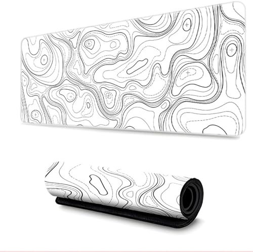 Surwin Tapis de Souris Gamer avec Bords Surpiqués et Base en Caoutchouc Antidérapante, Imprimerie HD Grand sous Main Bureau pour Clavier et Souris, Mouse Pad pour Gaming (300x700mm,Blanc 3)