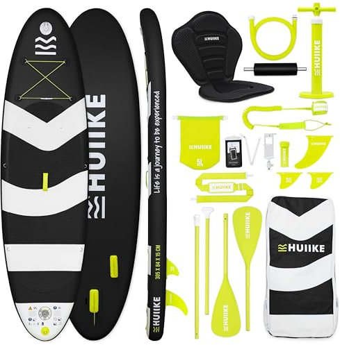 HUIIKE Tabla Paddle Surf Hinchable con Accesorios Incluidos, Remo, Quillas, Inflador. Stand Up Paddle Board Gran Estabilidad y Resistencia. 305 x 84 x 15 cm, Soporta hasta 130 kg