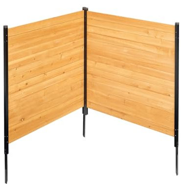 VEVOR Sichtschutzzaun Holz, 1100x982 mm, 2 Paneele, Lamellenzaun für Klimaanlagen, Umzäunung für Poolausrüstung mit Metallpfählen, Gartenzaun, Mülltonnenversteck für Außenbereich als Gartendekoration