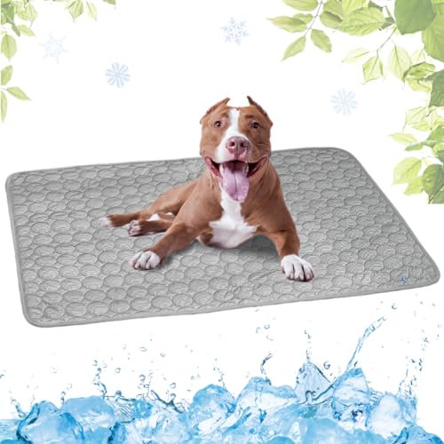 LEZUAN Cooling Mat for Dogs and Cat, Heat Relief Pet Cooling Mat for Crates, Kennels and Beds - Portable and Washable(Grey,55x70cm)