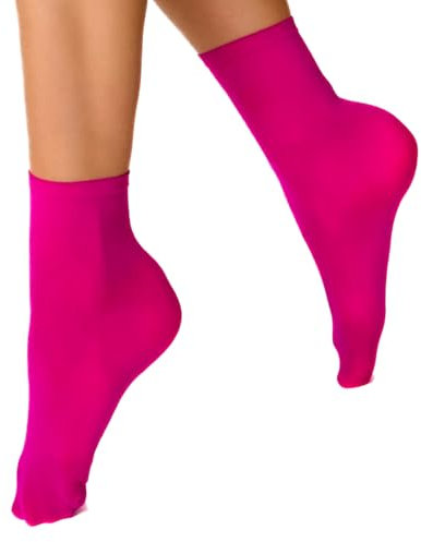 VENEZIANA NUOVA Elastische Socken KATRINELLA – Matte Socken mit Gummibund, Blickdicht, Aus Mikrofaser - Universalgröße - Fuchsia
