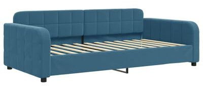 Fasba Tagesbett, Ausziehbar Schlafsofa mit Schubladen, Bettsofa Gästebett für Schlafzimmer Wohnzimmer, Bett Sofa Ausziehbett, Blau 100x200 cm Samt