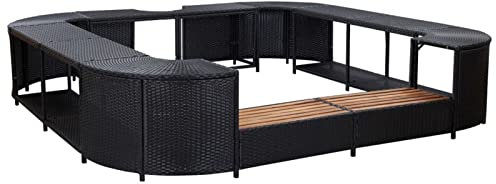 Tidyard Cadre de Spa carré Noir 268x268x55 cm Résine tressée