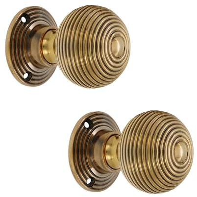 Infinity Decor Boutons de porte à mortaiser en laiton vieilli non ressort style ruche ruche 50 mm – Idéal pour une utilisation intérieure et extérieure