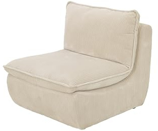 Hela Tische, Lounge-Sessel, Relaxsessel Rhodos, Bezug Breitcord Beige, aufgenähtes Dickes Sitzkissen, belastbar ca. 180kg, 74x87x77 cm
