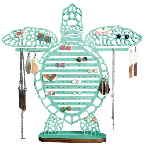 KASESSS Porte Bijoux Femme en Bois, Rangement Bijoux, Presentoir Bijoux de Tortues, Porte Boucle D'Oreille 99 Emplacements, Presentoir Boucle D'Oreille, Porte Collier pour Bagues, Bracelets, Colliers
